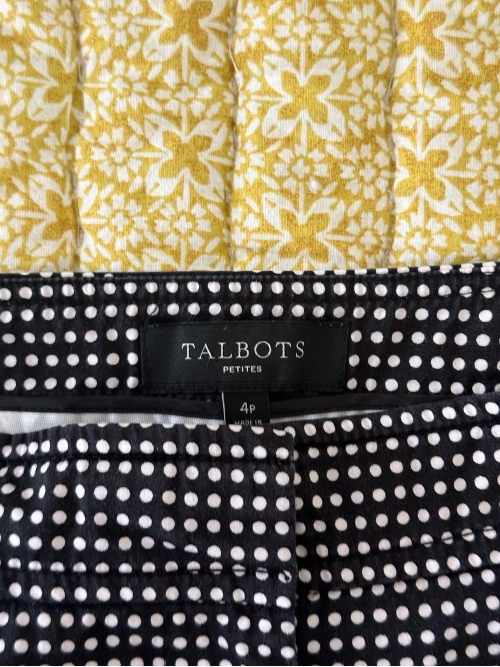 Talbots Women’s Black and White Polka Dot Signature Cropped Pants